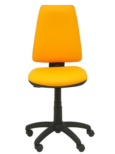 Modelo 14CP  Silla de oficina ergonómica con mecanismo permanente y regulable en altura  Asiento y respaldo tapizados en similpiel color naranja.