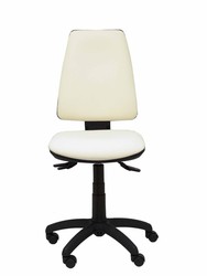 Modelo 14S  Silla de oficina ergonómica con mecanismo asincro, regulable en altura y ruedas de nailon  Asiento y respaldo tapizados en similpiel color blanco