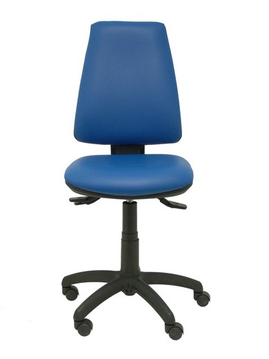 Modelo 14S  Silla de oficina ergonómica con mecanismo sincro, regulable en altura y ruedas de nailon  Asiento y respaldo tapizados en similpiel color azul