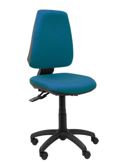 Modelo 14S  Silla de oficina ergonómica con mecanismo sincro, regulable en altura y ruedas de nailon  Asiento y respaldo tapizados en tejido BALI color verde petróleo