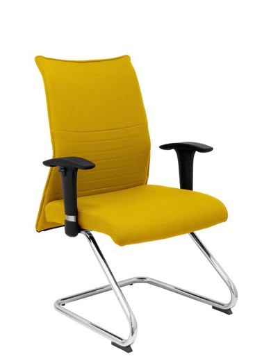 Modelo Albacete confidente patín  Sillón confidente ergonómico para visitas con patín cromado  Asiento y respaldo tapizados en tejido BALI color amarillo