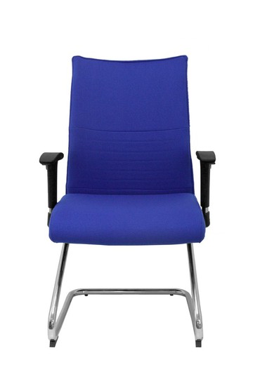 Modelo Albacete confidente patín - Sillón confidente ergonómico para visitas con patín cromado - Asiento y respaldo tapizados en tejido BALI color azul