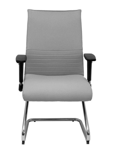 Modelo Albacete confidente patín  Sillón confidente ergonómico para visitas con patín cromado  Asiento y respaldo tapizados en tejido BALI color gris