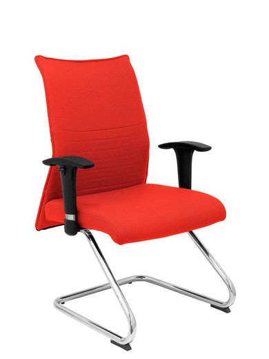 Modelo Albacete confidente patín  Sillón confidente ergonómico para visitas con patín cromado  Asiento y respaldo tapizados en tejido BALI color rojo