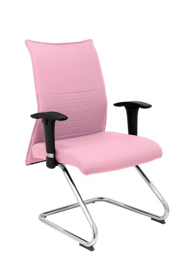 Modelo Albacete confidente patín  Sillón confidente ergonómico para visitas con patín cromado  Asiento y respaldo tapizados en tejido BALI color rosa