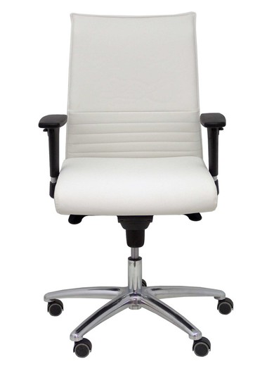 Modelo Albacete confidente - Sillón confidente ergonómico para visitas con mecanismo sincro y regulable en altura - Asiento y respaldo tapizados en similpiel color blanco