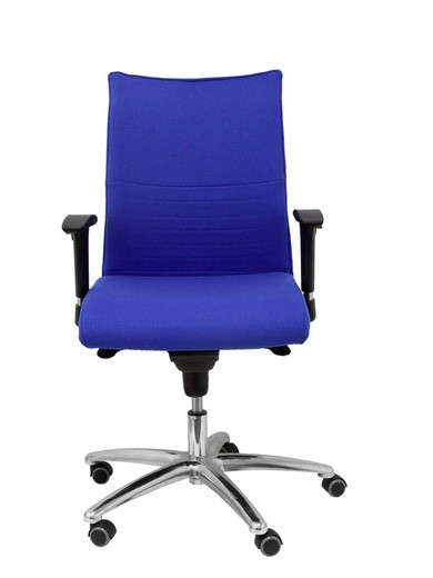 Modelo Albacete confidente - Sillón confidente ergonómico para visitas con mecanismo sincro y regulable en altura - Asiento y respaldo tapizados en tejido BALI color azul