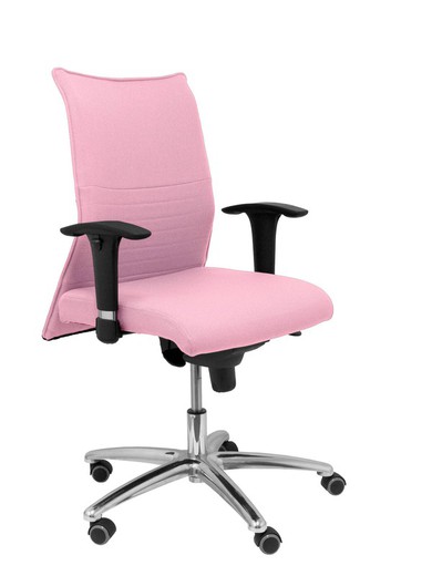 Modelo Albacete confidente - Sillón confidente ergonómico para visitas con mecanismo sincro y regulable en altura - Asiento y respaldo tapizados en tejido BALI color rosa