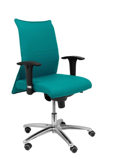 Modelo Albacete confidente - Sillón confidente ergonómico para visitas con mecanismo sincro y regulable en altura - Asiento y respaldo tapizados en tejido BALI color turquesa