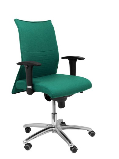 Modelo Albacete confidente - Sillón confidente ergonómico para visitas con mecanismo sincro y regulable en altura - Asiento y respaldo tapizados en tejido BALI color verde esmeralda