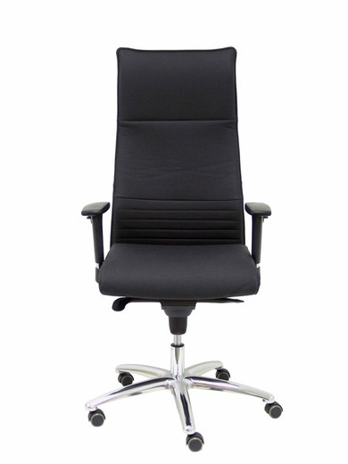 Modelo Albacete - Sillón de dirección ergonómico con mecanismo sincro y regulable en altura - Asiento y respaldo tapizados en piel color negro