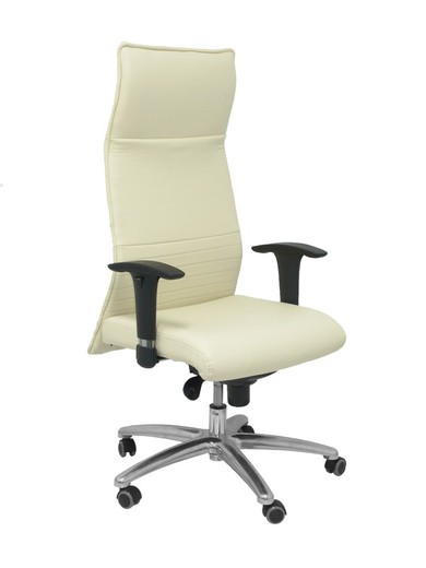 Modelo Albacete - Sillón de dirección ergonómico con mecanismo sincro y regulable en altura - Asiento y respaldo tapizados en similpiel color crema