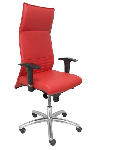 Modelo Albacete - Sillón de dirección ergonómico con mecanismo sincro y regulable en altura - Asiento y respaldo tapizados en similpiel color rojo