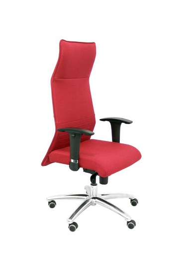 Modelo Albacete - Sillón de dirección ergonómico con mecanismo sincro y regulable en altura - Asiento y respaldo tapizados en tejido BALI color granate