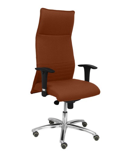 Modelo Albacete - Sillón de dirección ergonómico con mecanismo sincro y regulable en altura - Asiento y respaldo tapizados en tejido BALI color marrón