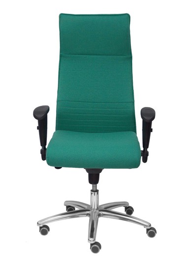 Modelo Albacete - Sillón de dirección ergonómico con mecanismo sincro y regulable en altura - Asiento y respaldo tapizados en tejido BALI color verde esmeralda