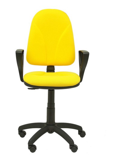 Modelo Algarra - Silla de oficina ergonómica y anatómica con mecanismo de contacto permanente y regulable en altura - Asiento y respaldo tapizados en tejido BALI color amarillo (BRAZOS FIJOS INCLUIDOS)