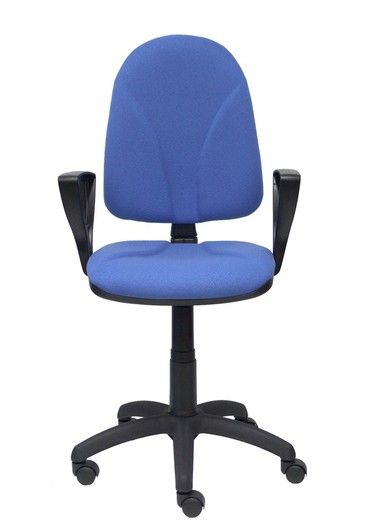 Modelo Algarra - Silla de oficina ergonómica y anatómica con mecanismo de contacto permanente y regulable en altura - Asiento y respaldo tapizados en tejido BALI color azul claro (BRAZOS FIJOS INCLUIDOS)