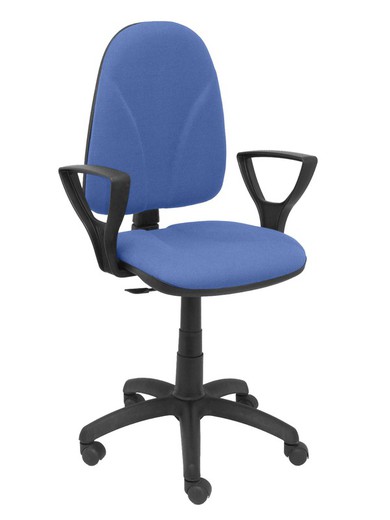 Modelo Algarra - Silla de oficina ergonómica y anatómica con mecanismo de contacto permanente y regulable en altura - Asiento y respaldo tapizados en tejido BALI color azul marino (BRAZOS FIJOS INCLUIDOS)