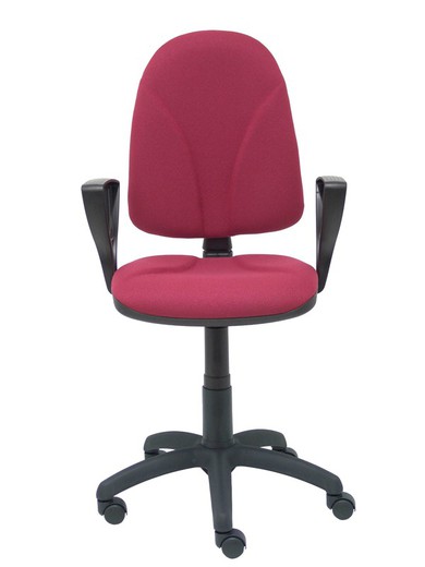 Modelo Algarra - Silla de oficina ergonómica y anatómica con mecanismo de contacto permanente y regulable en altura - Asiento y respaldo tapizados en tejido BALI color granate (BRAZOS FIJOS INCLUIDOS)