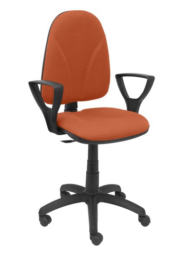 Modelo Algarra - Silla de oficina ergonómica y anatómica con mecanismo de contacto permanente y regulable en altura - Asiento y respaldo tapizados en tejido BALI color marrón (BRAZOS FIJOS INCLUIDOS)