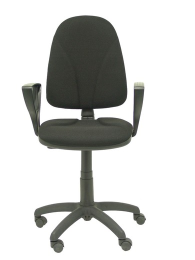 Modelo Algarra - Silla de oficina ergonómica y anatómica con mecanismo de contacto permanente y regulable en altura - Asiento y respaldo tapizados en tejido BALI color negro (BRAZOS FIJOS INCLUIDOS)