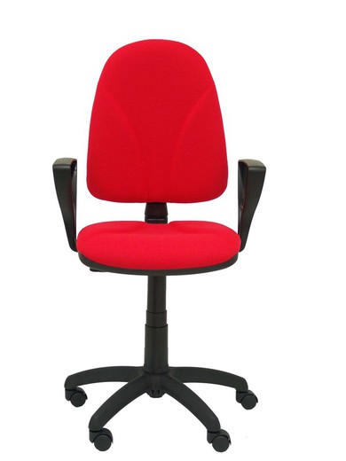 Modelo Algarra - Silla de oficina ergonómica y anatómica con mecanismo de contacto permanente y regulable en altura - Asiento y respaldo tapizados en tejido BALI color rojo (BRAZOS FIJOS INCLUIDOS)