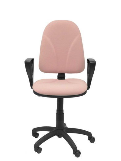 Modelo Algarra - Silla de oficina ergonómica y anatómica con mecanismo de contacto permanente y regulable en altura - Asiento y respaldo tapizados en tejido BALI color rosa (BRAZOS FIJOS INCLUIDOS)