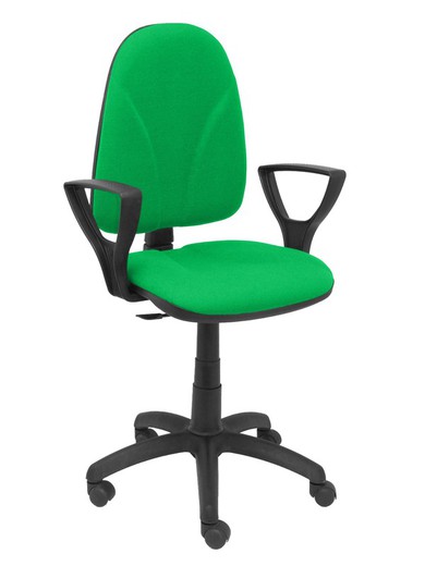 Modelo Algarra - Silla de oficina ergonómica y anatómica con mecanismo de contacto permanente y regulable en altura - Asiento y respaldo tapizados en tejido BALI color verde (BRAZOS FIJOS INCLUIDOS)