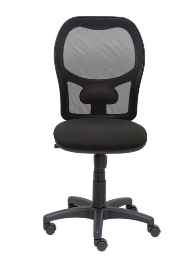 Modelo Alocén - Silla de oficina ergonómica con mecanismo sincro y ajustable en altura - Respaldo de malla transpirable en color negro y asiento tapizados en tejido BALI color negro.