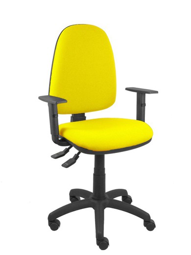 Modelo Ayna S- Silla de oficina ergonómica con mecanismo asincro y regulable en altura - Asiento y respaldo tapizados en tejido BALI color amarillo. Brazos regulables incluidos.