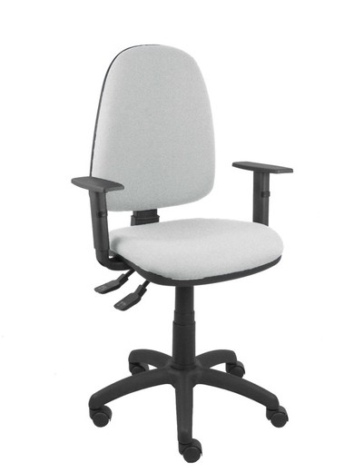 Modelo Ayna S- Silla de oficina ergonómica con mecanismo asincro y regulable en altura - Asiento y respaldo tapizados en tejido BALI color gris claro. Brazos regulables incluidos.