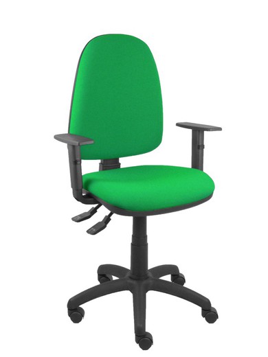 Modelo Ayna S- Silla de oficina ergonómica con mecanismo asincro y regulable en altura - Asiento y respaldo tapizados en tejido BALI color verde.