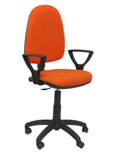 Modelo Ayna - Silla de oficina ergonómica con mecanismo de contacto permanente, regulable en altura - Asiento y respaldo tapizados en tejido BALI color naranja oscuro.