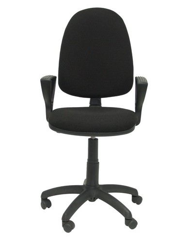 Modelo Ayna - Silla de oficina ergonómica con mecanismo de contacto permanente, regulable en altura y ruedas autofrenantes - Asiento y respaldo tapizados en tejido BALI color negro (BRAZOS FIJOS INCLUIDOS)