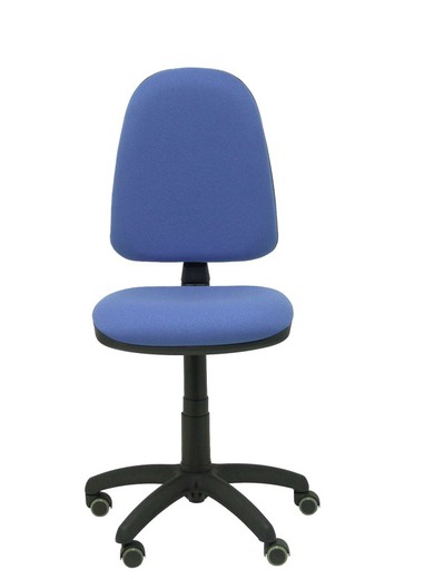 Modelo Ayna - Silla de oficina ergonómica con mecanismo de contacto permanente, regulable en altura y ruedas de parqué - Asiento y respaldo tapizados en tejido BALI color azul claro