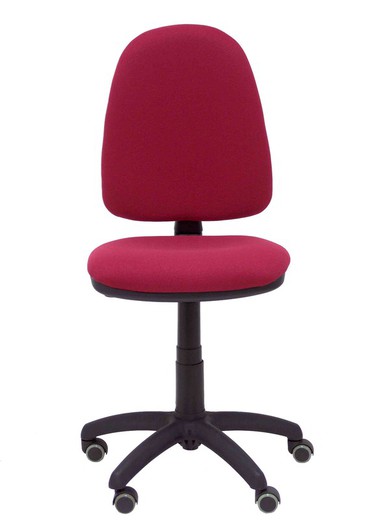 Modelo Ayna - Silla de oficina ergonómica con mecanismo de contacto permanente, regulable en altura y ruedas de parqué - Asiento y respaldo tapizados en tejido BALI color granate