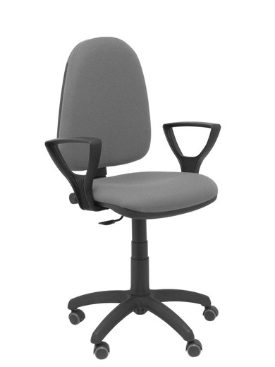 Modelo Ayna - Silla de oficina ergonómica con mecanismo de contacto permanente, regulable en altura y ruedas de parqué - Asiento y respaldo tapizados en tejido BALI color gris (BRAZOS FIJOS INCLUIDOS)