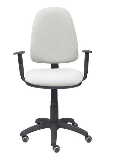 Modelo Ayna - Silla de oficina ergonómica con mecanismo de contacto permanente, regulable en altura y ruedas de parqué - Asiento y respaldo tapizados en tejido BALI color gris (BRAZOS REGULABLES EN ALTURA)