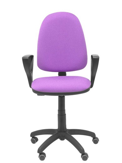 Modelo Ayna - Silla de oficina ergonómica con mecanismo de contacto permanente, regulable en altura y ruedas de parqué - Asiento y respaldo tapizados en tejido BALI color lila (BRAZOS FIJOS INCLUIDOS)