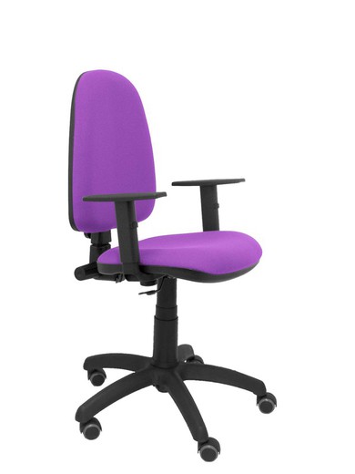 Modelo Ayna - Silla de oficina ergonómica con mecanismo de contacto permanente, regulable en altura y ruedas de parqué - Asiento y respaldo tapizados en tejido BALI color lila (BRAZOS REGULABLES EN ALTURA)