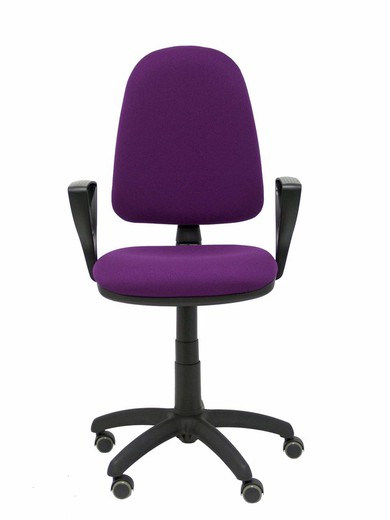 Modelo Ayna - Silla de oficina ergonómica con mecanismo de contacto permanente, regulable en altura y ruedas de parqué - Asiento y respaldo tapizados en tejido BALI color morado (BRAZOS FIJOS INCLUIDOS)