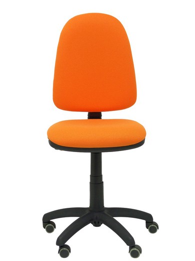 Modelo Ayna - Silla de oficina ergonómica con mecanismo de contacto permanente, regulable en altura y ruedas de parqué - Asiento y respaldo tapizados en tejido BALI color naranja