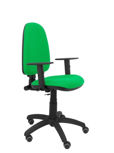 Modelo Ayna - Silla de oficina ergonómica con mecanismo de contacto permanente, regulable en altura y ruedas de parqué - Asiento y respaldo tapizados en tejido BALI color pistacho (BRAZOS REGULABLES EN ALTURA)