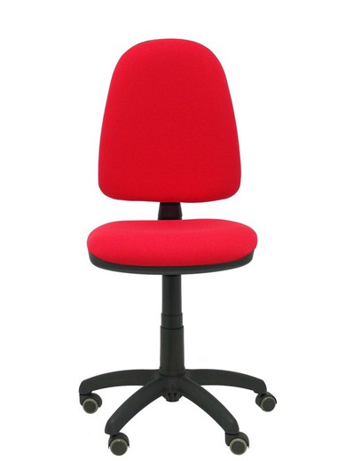 Modelo Ayna - Silla de oficina ergonómica con mecanismo de contacto permanente, regulable en altura y ruedas de parqué - Asiento y respaldo tapizados en tejido BALI color rojo