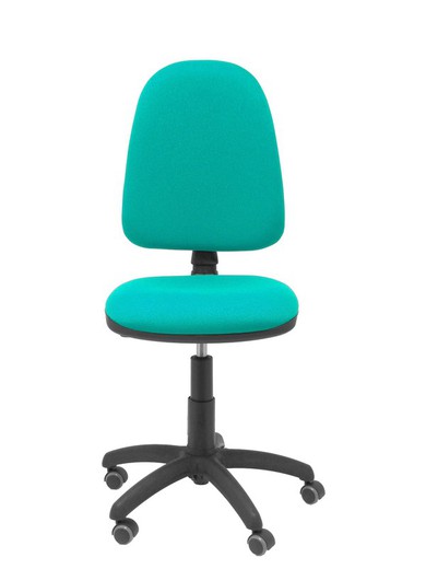 Modelo Ayna - Silla de oficina ergonómica con mecanismo de contacto permanente, regulable en altura y ruedas de parqué - Asiento y respaldo tapizados en tejido BALI color turquesa