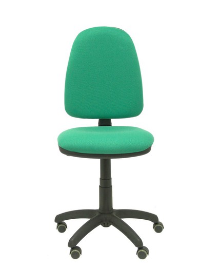 Modelo Ayna - Silla de oficina ergonómica con mecanismo de contacto permanente, regulable en altura y ruedas de parqué - Asiento y respaldo tapizados en tejido BALI color verde esmeralda