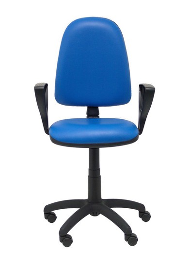 Modelo Ayna - Silla de oficina ergonómica con mecanismo de contacto permanente y regulable en altura - Asiento y respaldo tapizados en similpiel color azul (BRAZOS FIJOS INCLUIDOS)