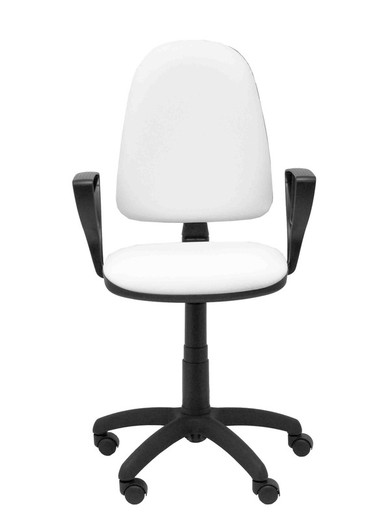 Modelo Ayna - Silla de oficina ergonómica con mecanismo de contacto permanente y regulable en altura - Asiento y respaldo tapizados en similpiel color blanco (BRAZOS FIJOS INCLUIDOS)