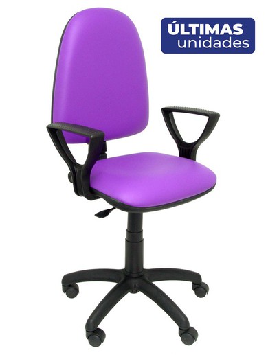 Modelo Ayna - Silla de oficina ergonómica con mecanismo de contacto permanente y regulable en altura - Asiento y respaldo tapizados en similpiel color lila (BRAZOS FIJOS INCLUIDOS)